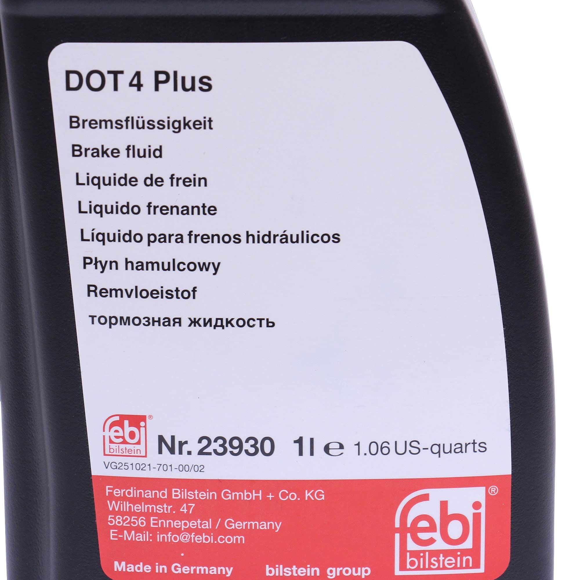 febi bilstein 23930 liquido freni DOT 4 Plus, 1 litro | ABARTH, ALFA ROMEO, AUDI, BMW, CHEVROLET, CITROËN, DACIA, DAEWOO, DAIHATSU, FIAT, FORD, FORD, HONDA, HYUNDAI, ISUZU, JAGUAR, JEEP, KIA, LANCIA,