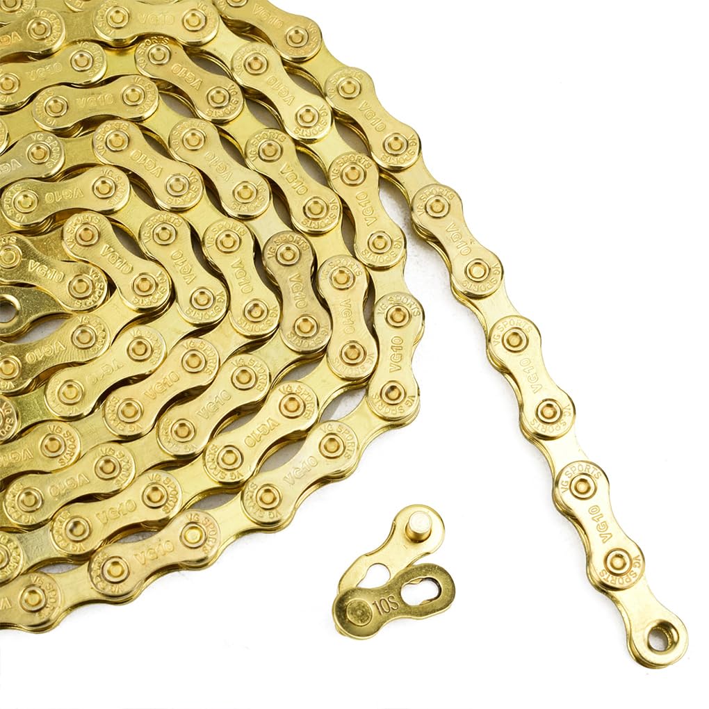 5 Set di Catena per bici facile da installare per mountain bike e bici da strada Catene per mountain bike robuste e durevoli in acciaio al carbonio Elegante oro 9 velocità