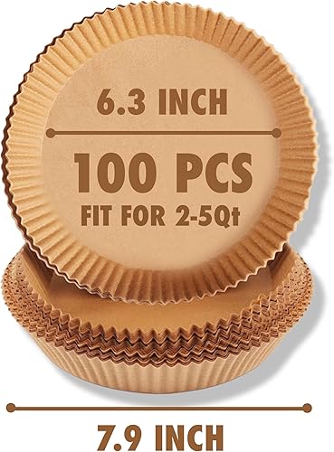 Miniatura 2 de Air Fryer Liners Round, 100PCS for 2 to 5 Qt Air Fryer Disposable Paper Liner, 6.3 inch Unbleached Non-stick Oil-proof Parchment Paper