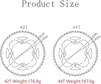 PROWHEEL ユニバーサル自転車ラウンドチェーンリング 104mm BCD 42T/44T/46T/48T スチールシングルバイクチェーンリング 6~12スピードMTB、Eバイク、折りたたみ自転車、ロードバイク、シティバイク、BMX、ファットバイク、カーゴ用