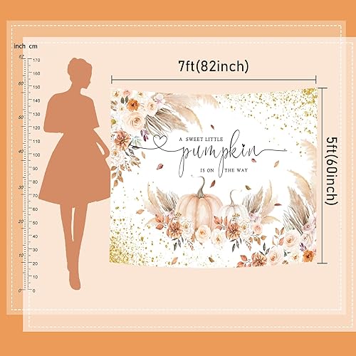 Miniatura 4 de Mocsicka Telón de fondo de calabaza para niñas y niños, otoño, calabaza, baby shower, decoración de fiesta, bohemio, rubor floral, A Little Pumpkin