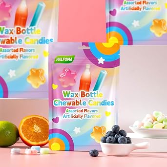 Wax Bottle Chewing Candy, Mixed with Various Fruit Flavors,32 Candies,60g