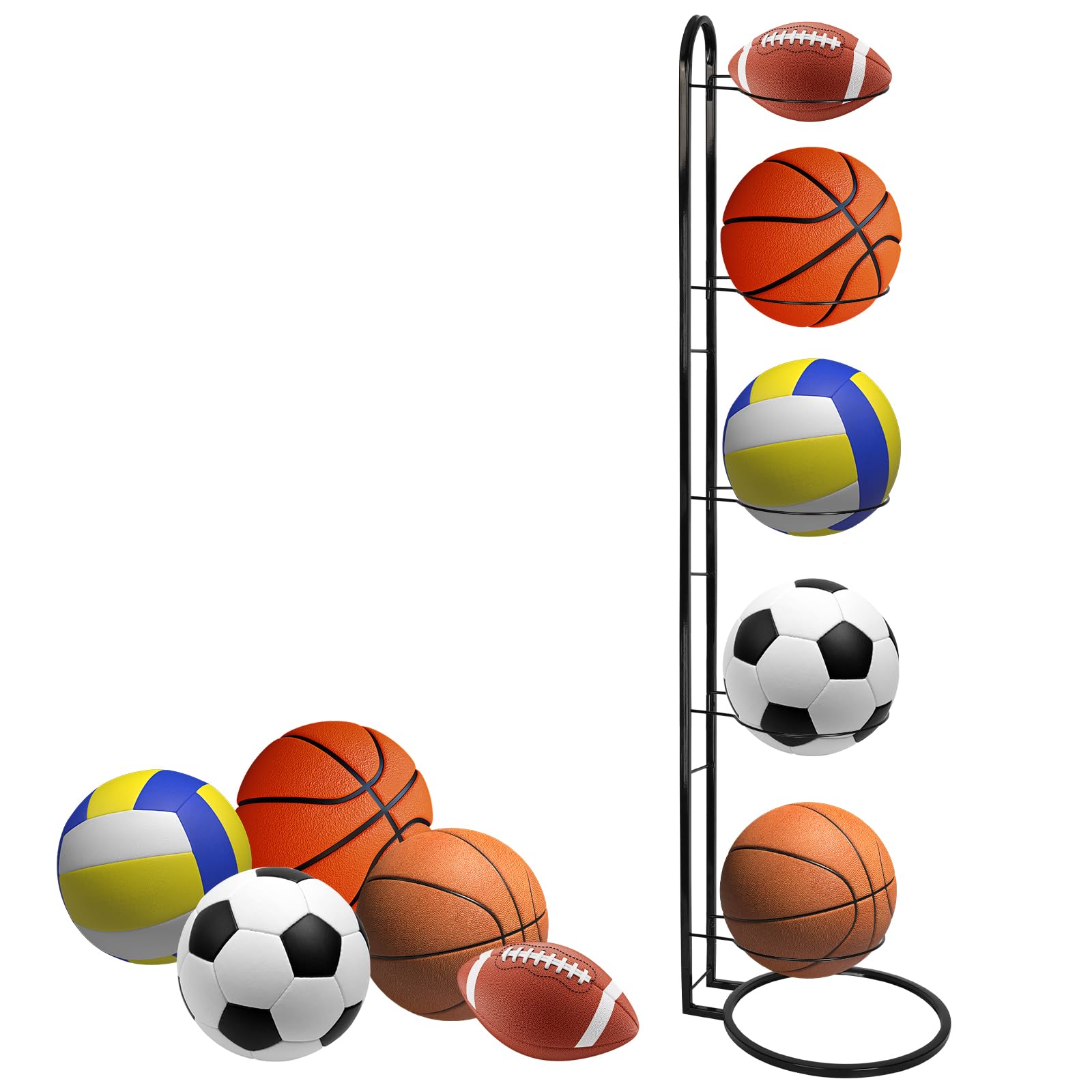 Présentoir à Balles En Bois - Support De Rangement Pour Football, Basket, Volley - Décoration Maison