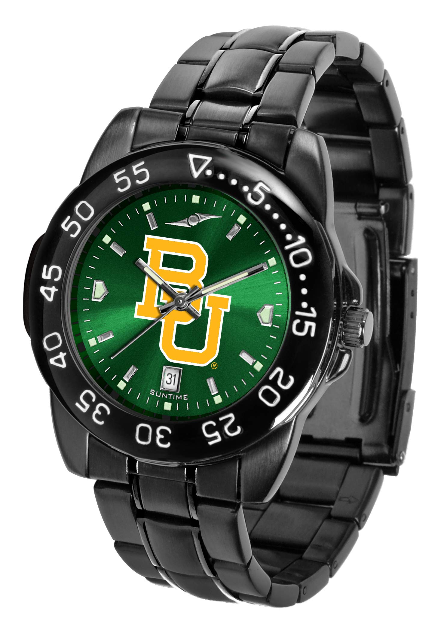SunTime Baylor Bears Men's Fantom Sport Watch AnoChrome, 20mm Black Stainless Steel Band