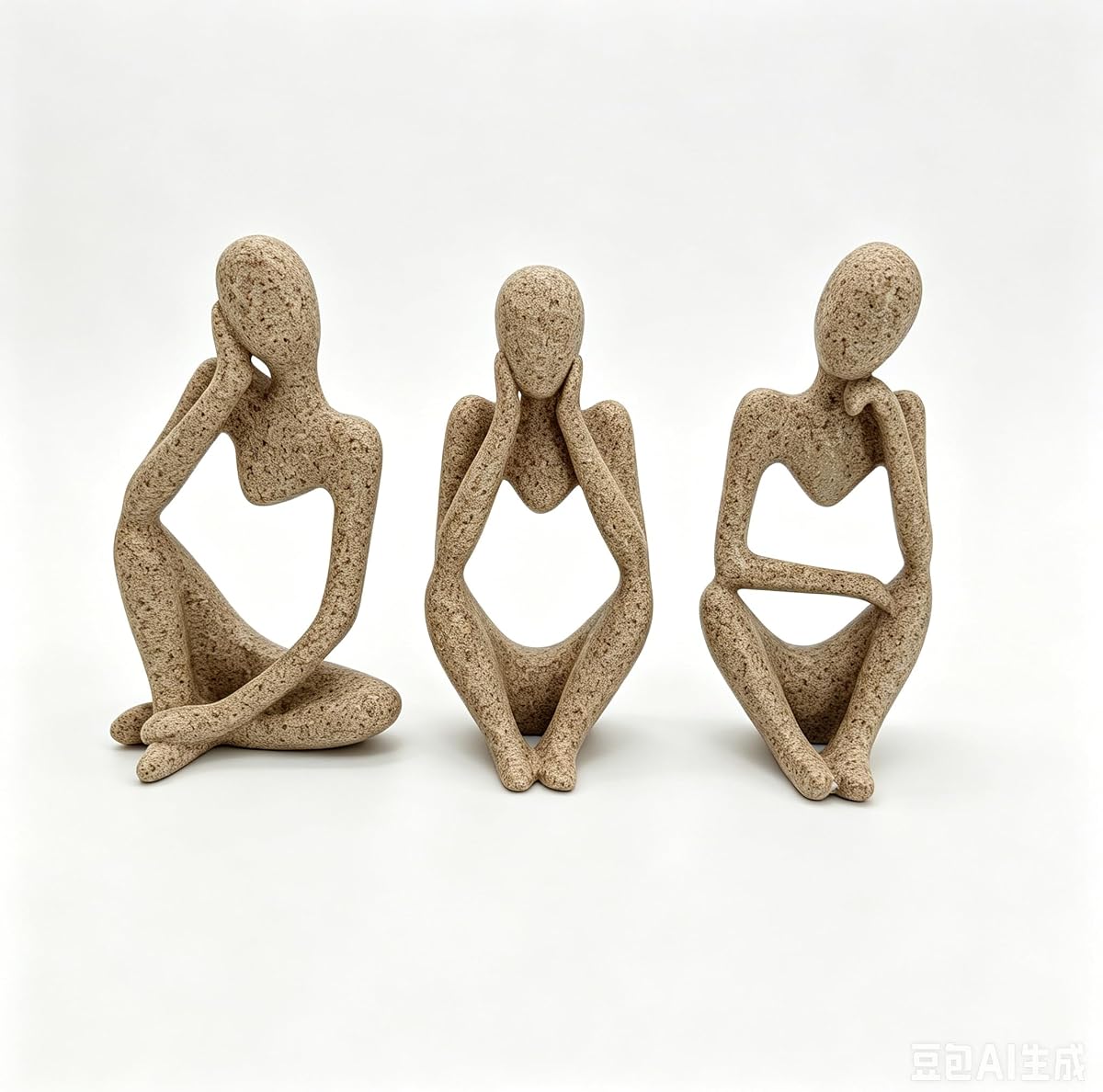 BrownLove 3pcs Human Body Abstract Art Decoration, Modern Imitation Stone Art Resin Statue