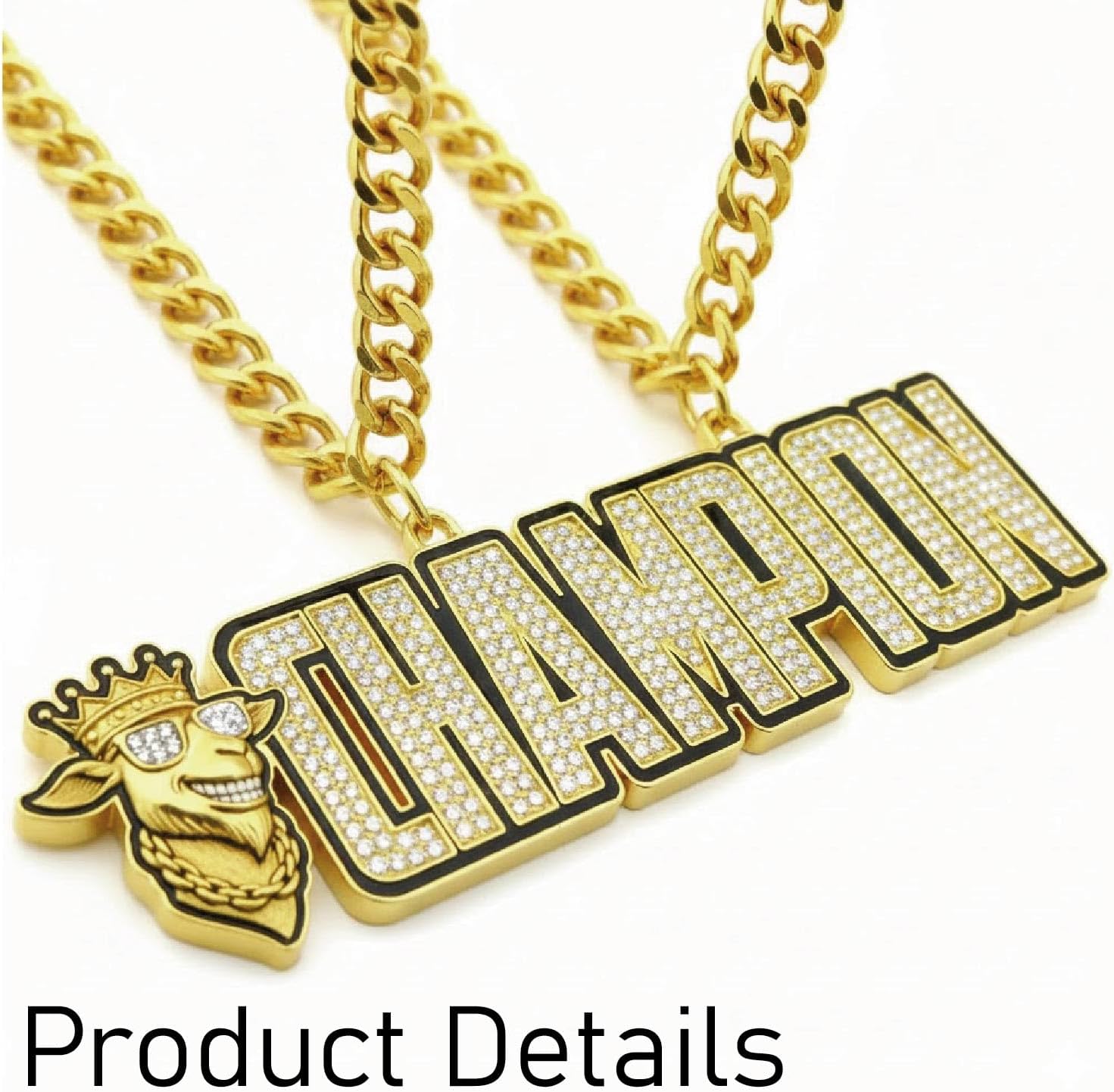 Champion Chains Medal Necklace MVP Chain Award Winner Prize Trophy Award Pendant for Team Fantasy Football Soccer Baseball Basketball Softball