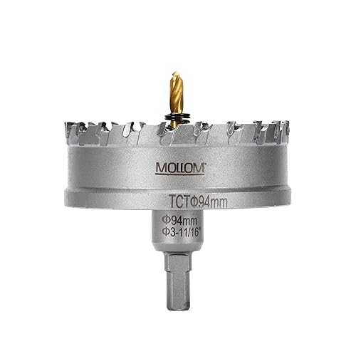 Miniatura 181 de Mollom Sierra perforadora de carburo resistente (2-1/2 pulgadas 2.520 in) con 2 brocas piloto, corte de agujeros de acero inoxidable, acero suave