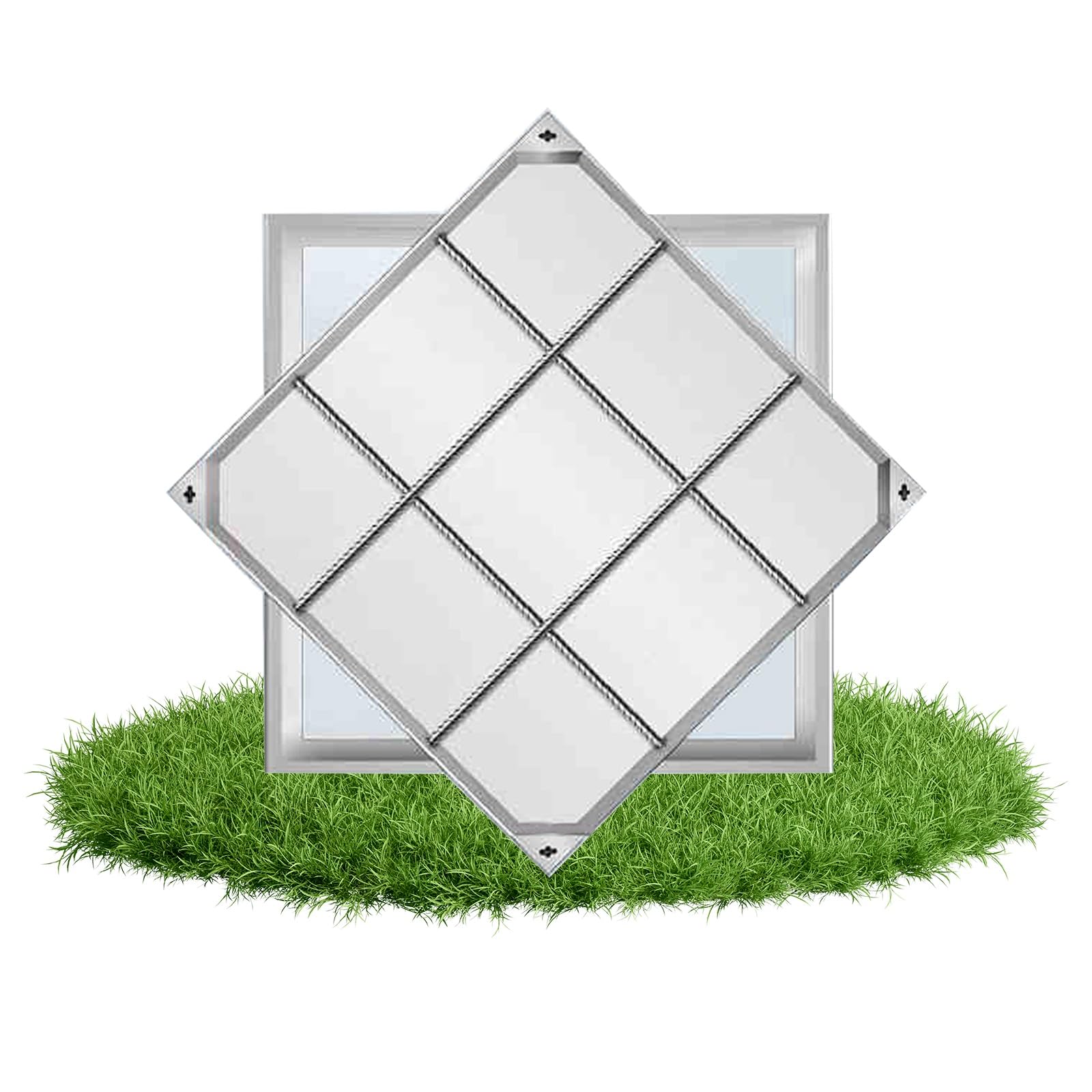 Couvercle de regard 60 x 60 cm en acier inoxydable pour accès de jardin et cour