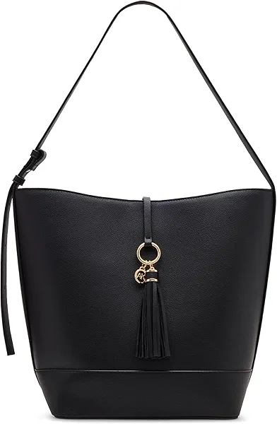 Anne Klein Womens Large Tassel Hobo, Black