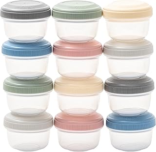 WeeSprout Leakproof Baby Food Storage - 12 Set, Small Plastic Containers with Lids, Lock in Freshness, Nutrients & Flavor, Freezer & Dishwasher Friendly, 4oz Snack Containers (Variety Matte)