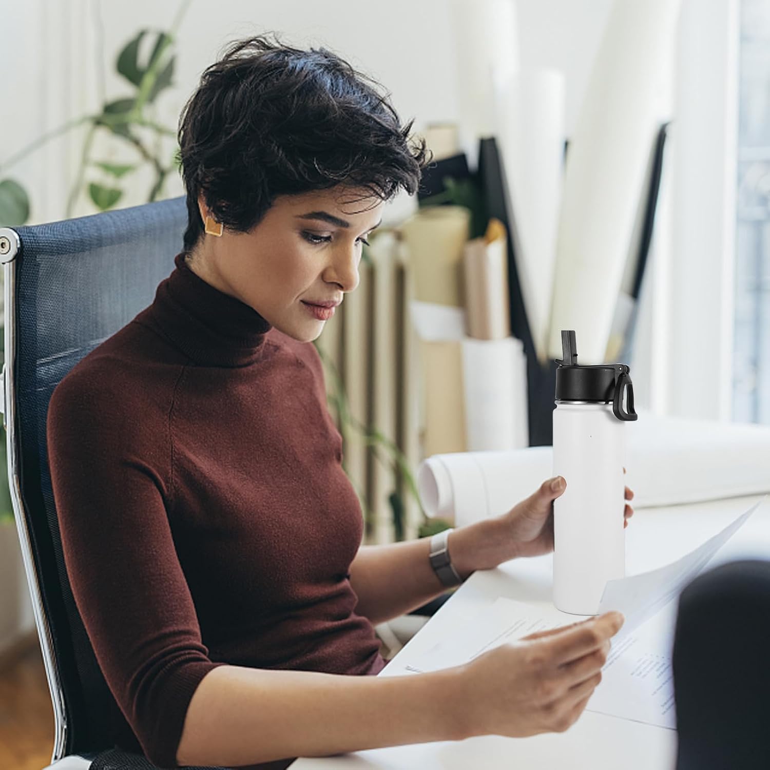 Volhoply 24oz Insulated Water Bottle with Straw Bulk 8 Pack,Not Suitable for Sublimation,Metal Wide Mouth Water Bottles with Handle Lid Keep Cold,Reusable Double Wall Cups(White,8 Count) - Image 7