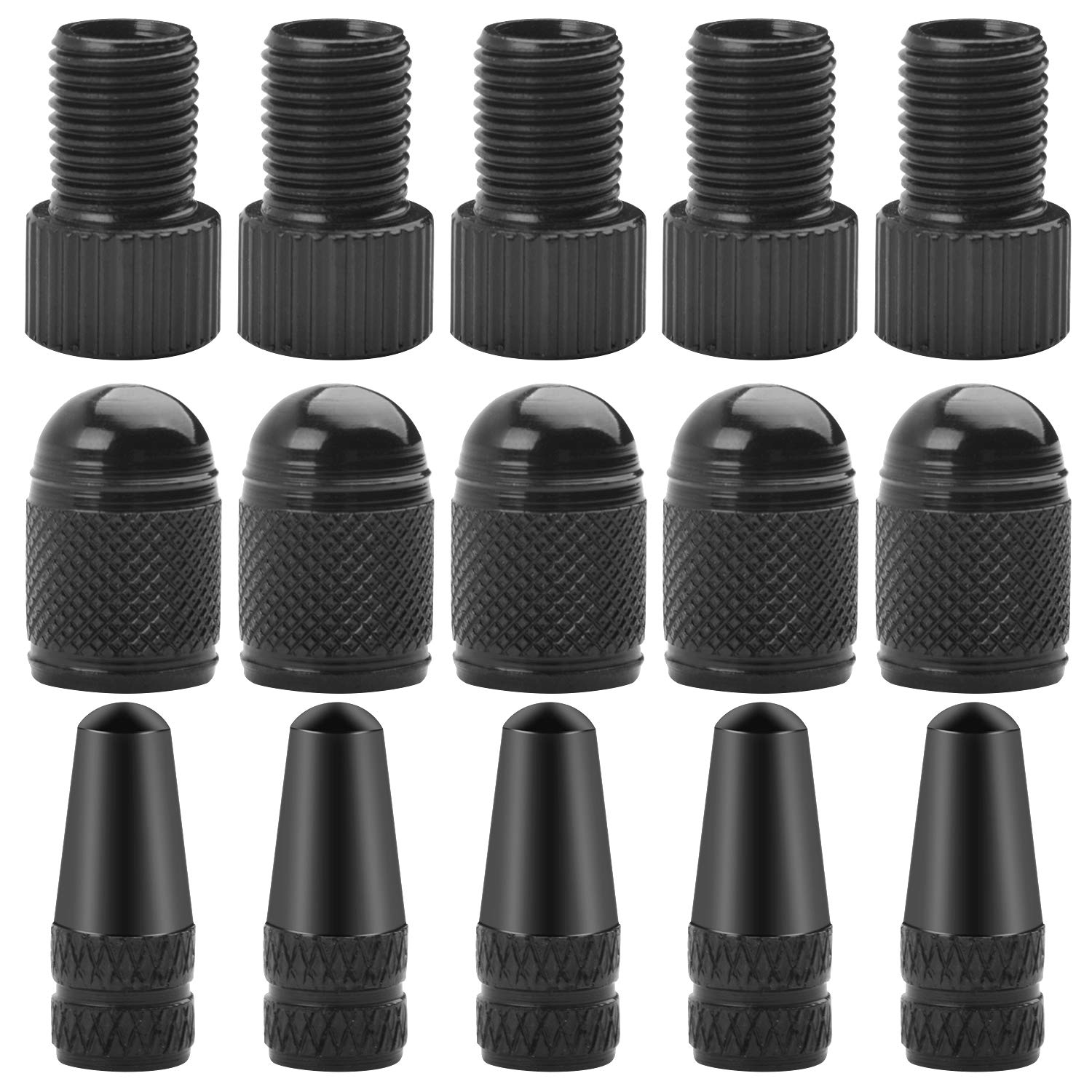 Hendevl Presta Valve Adapter, 30 Pieces Bike Valve Adapter Bicycle Tire Valve Converter Presta Valve Cap Schrader Valve Cap for Bicycle Road Bike Pump Accessories