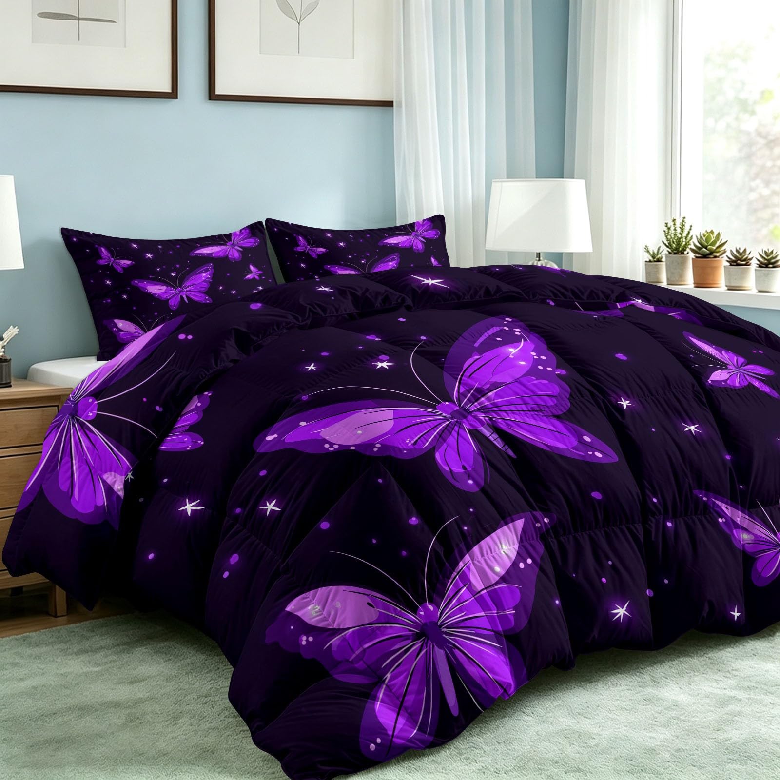 Edredón de 220 x 240 cm estampado de 4 estaciones hipoalergénico para cama de 2 personas
