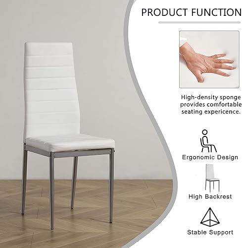 Miniatura 7 de HomVent Juego de mesa de comedor para 4, pequeño juego de mesa de comedor de vidrio templado, mesa de cocina y sillas para espacios pequeños,