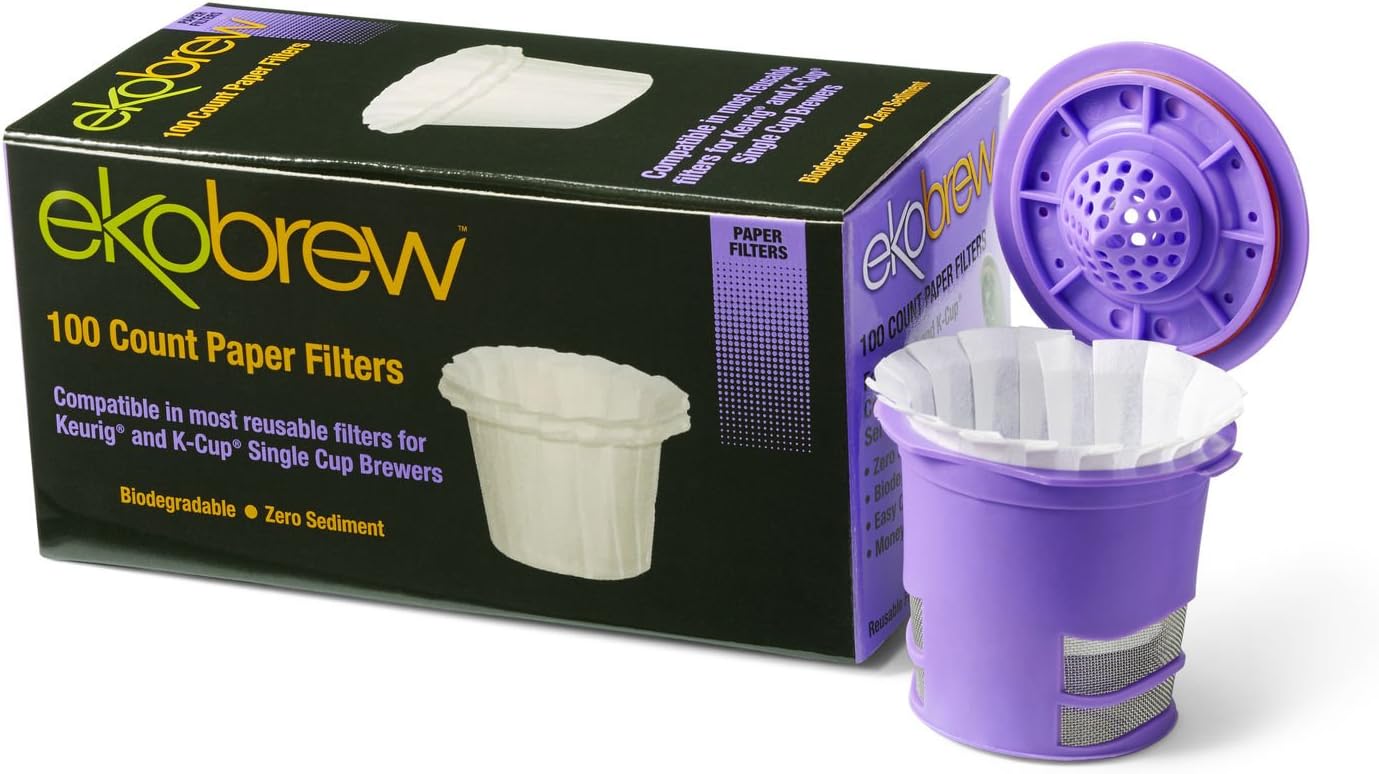 100 Count Paper Filter, Compatible In Most Reusable Filters for Keurig and K-Cup - White