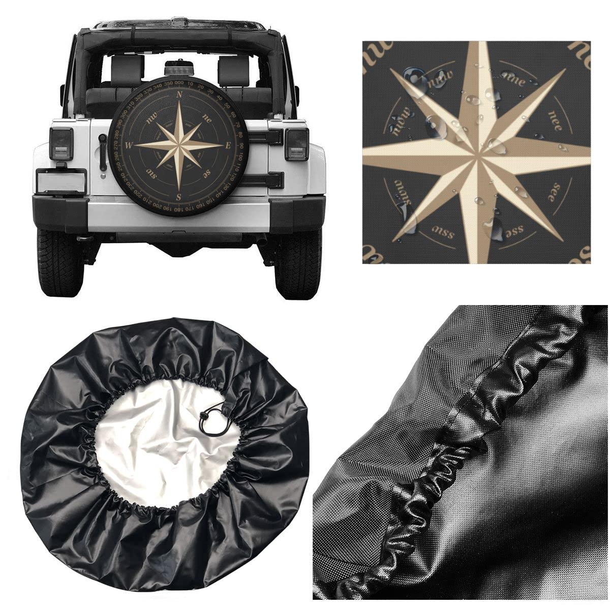 Copertura per pneumatici di ricambio, modello bussola, protezione universale impermeabile per copertura ruote, adatto per SUV, camper, rimorchio, accessori per ruote auto (60-69 cm)