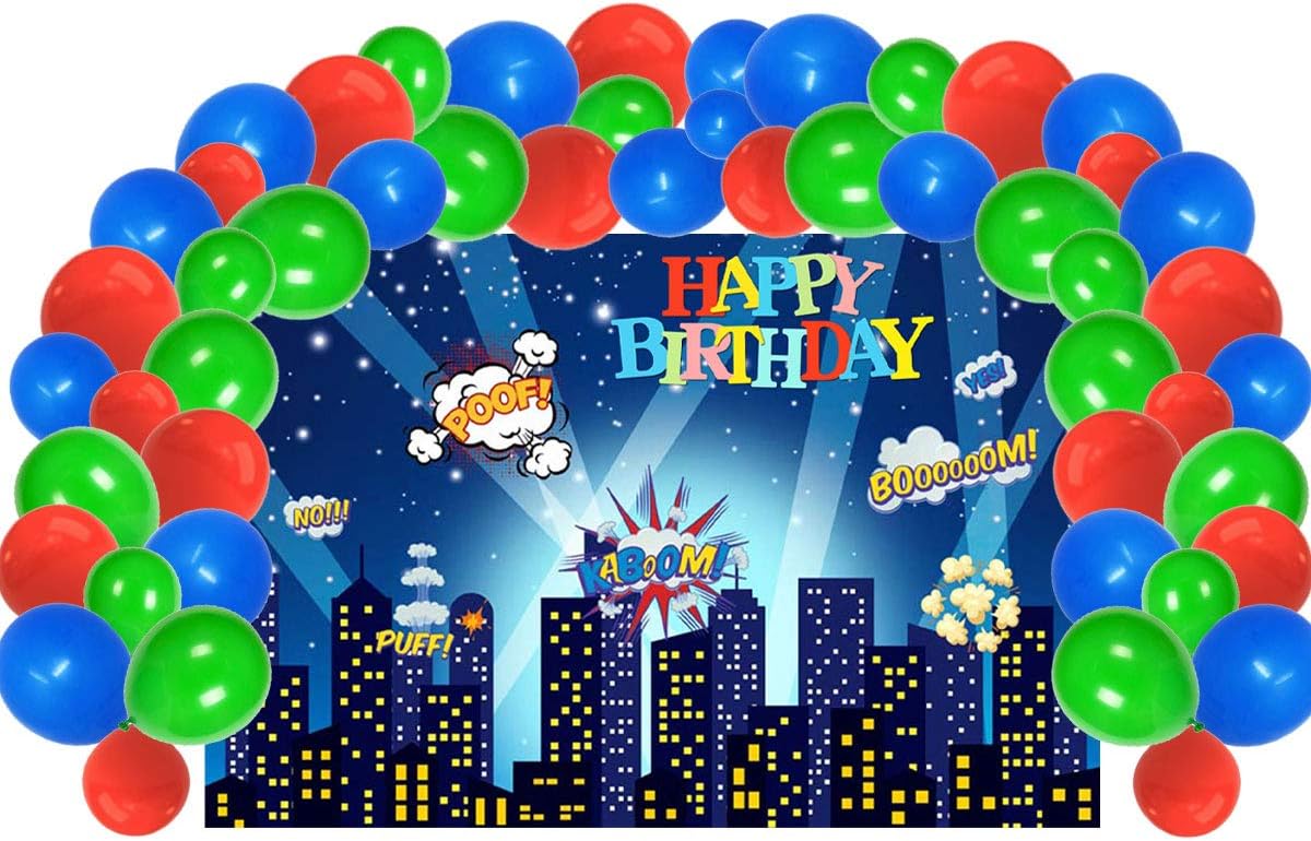 Happy Birthday Party Supplies Decoration, Backdrop And Balloons Kit For Kids Photo Background, Gift For Boys or Girls