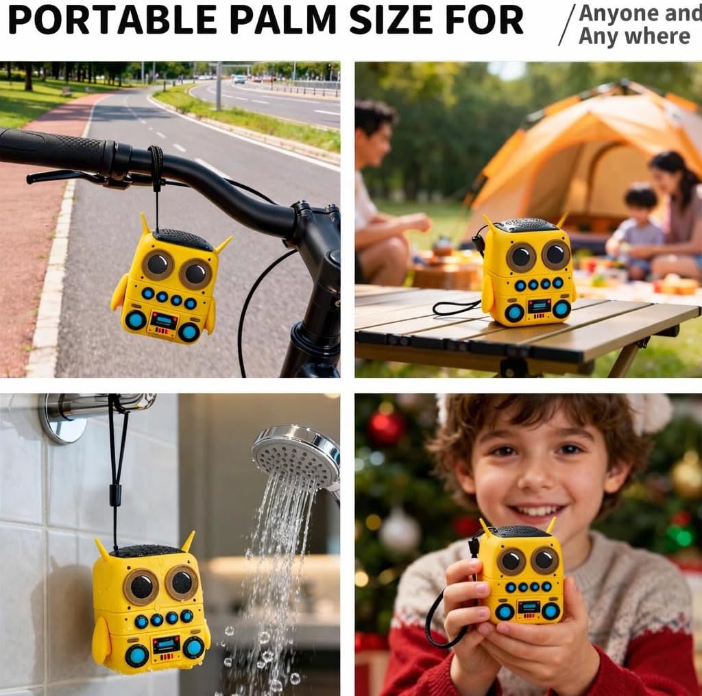 Robot Shape Bluetooth Speaker with Retro Radio Features, TF Card Playback and TWS Pairing, Portable Compact Wireless Audio Companion and Unique Kids Gift Idea