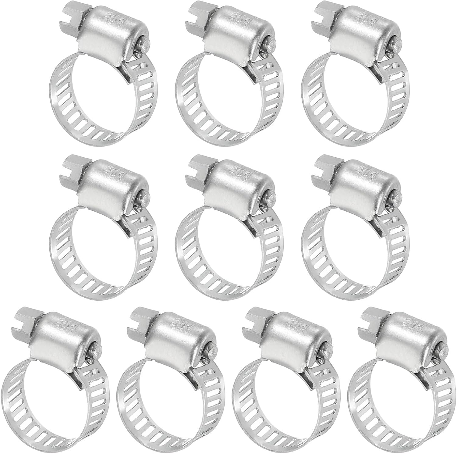 MECCANIXITY Stainless Steel Hose Clamp, Worm Gear Clamp Adjustable 2/5"- 5/8"(10-16mm) Fuel Line Hose Clamps Duct Clamp for Pipe Plumbing Automotive Mechanical (Pack of 10)