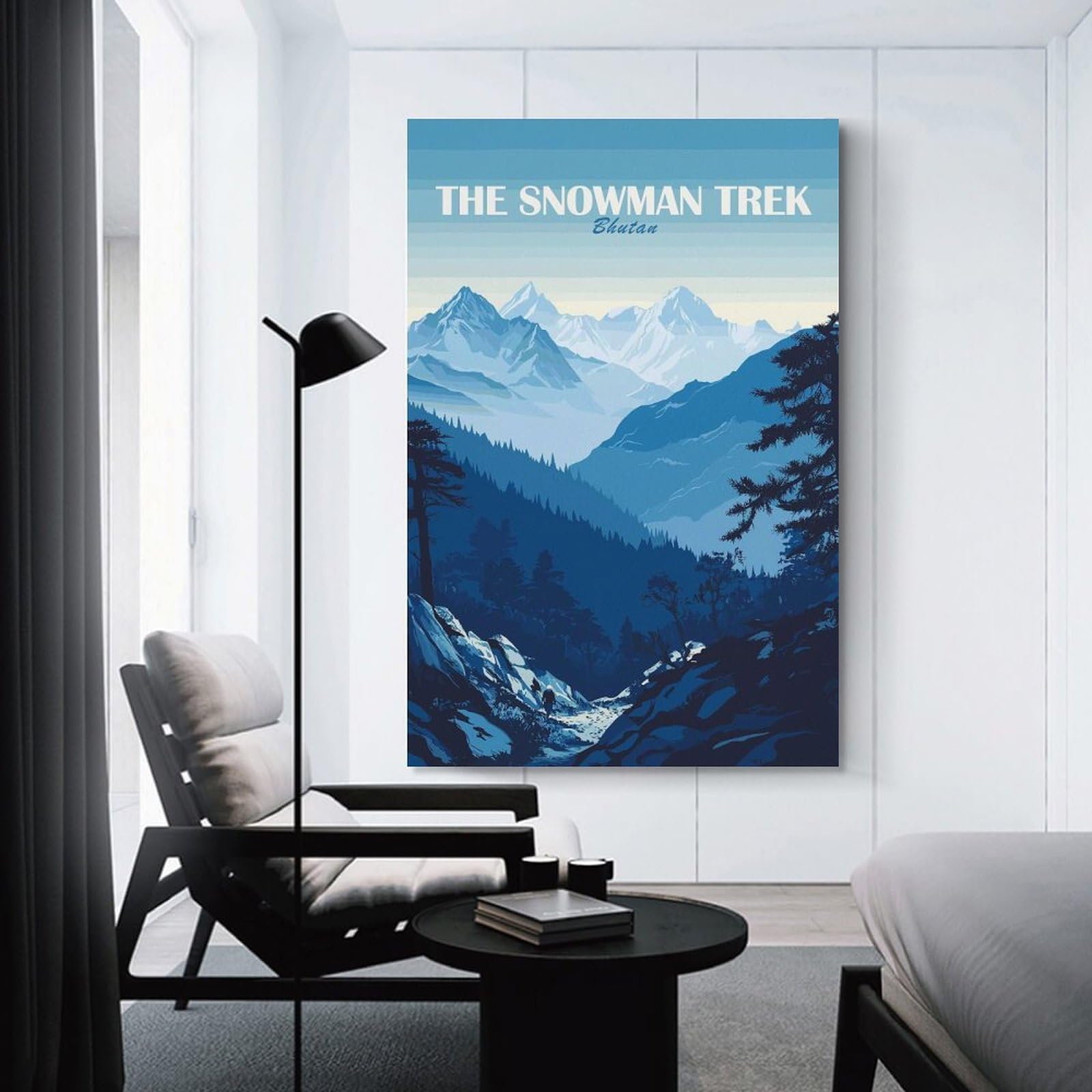 Junmoney The Snowman Trek Bhutan Wall Art Print 24x36inch(60x90cm), for Lounge, Study, Hallway Or Flat Walls, Decorative Artwork with Broad Appeal