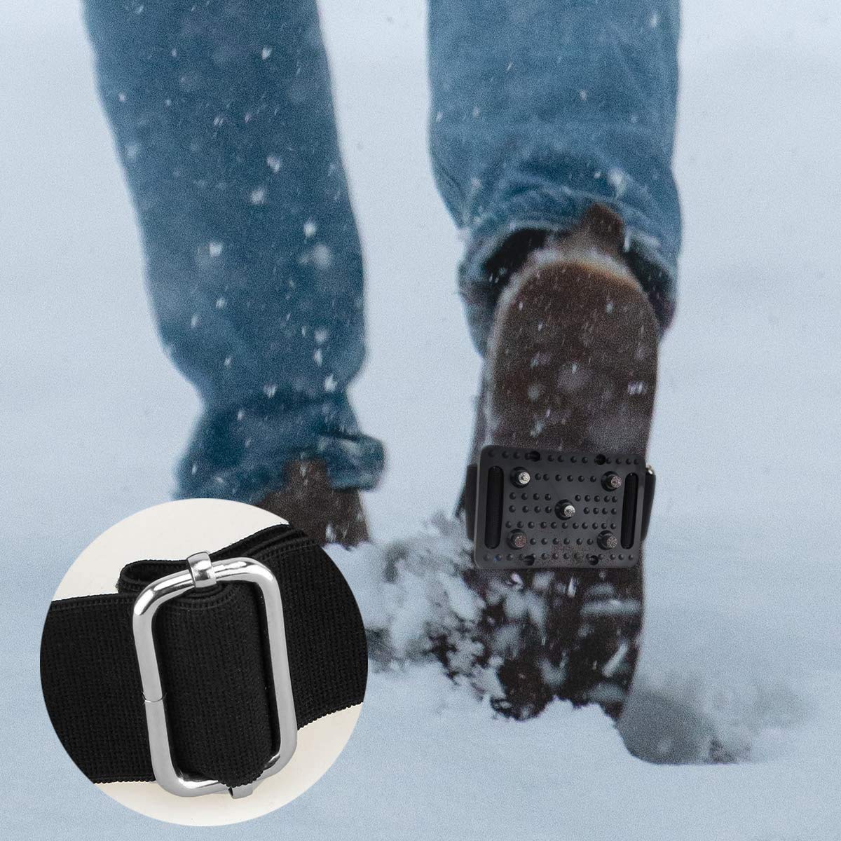 Ramponi Antiscivolo Per Scarpe – 8 Punte In Acciaio, Ganci Elastici, Per Ghiaccio E Neve, Paio Universale