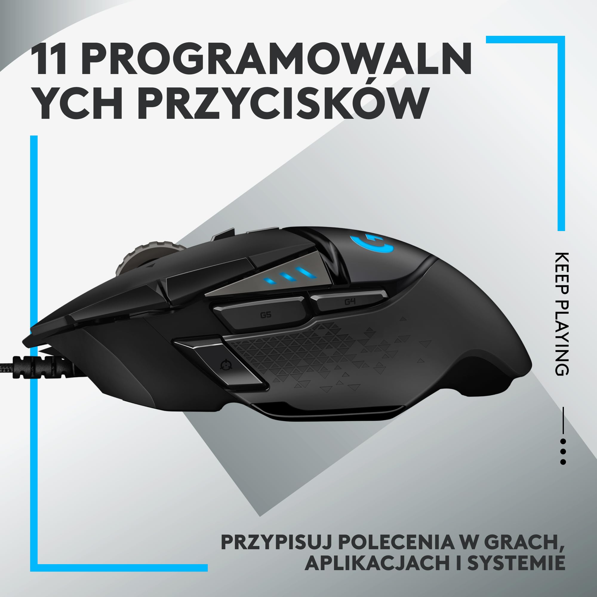 Logitech G G502 HERO,Mysz do gier z podświetleniem RGB,11 programowalnymi przyciskami, G413 SE pełnowymiarowa, podświetlana klawiatura mechaniczna przełącznikami mechanicznymi, QWERTY US Intl-Czarny