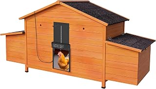 Automatic Chicken Coop with Solar-Powered Door, Weatherproof Design, Ventilated, with 2 Nesting Boxes, Timer & Light Sensor – Durable Outdoor Chicken House with Pull-Out Tray