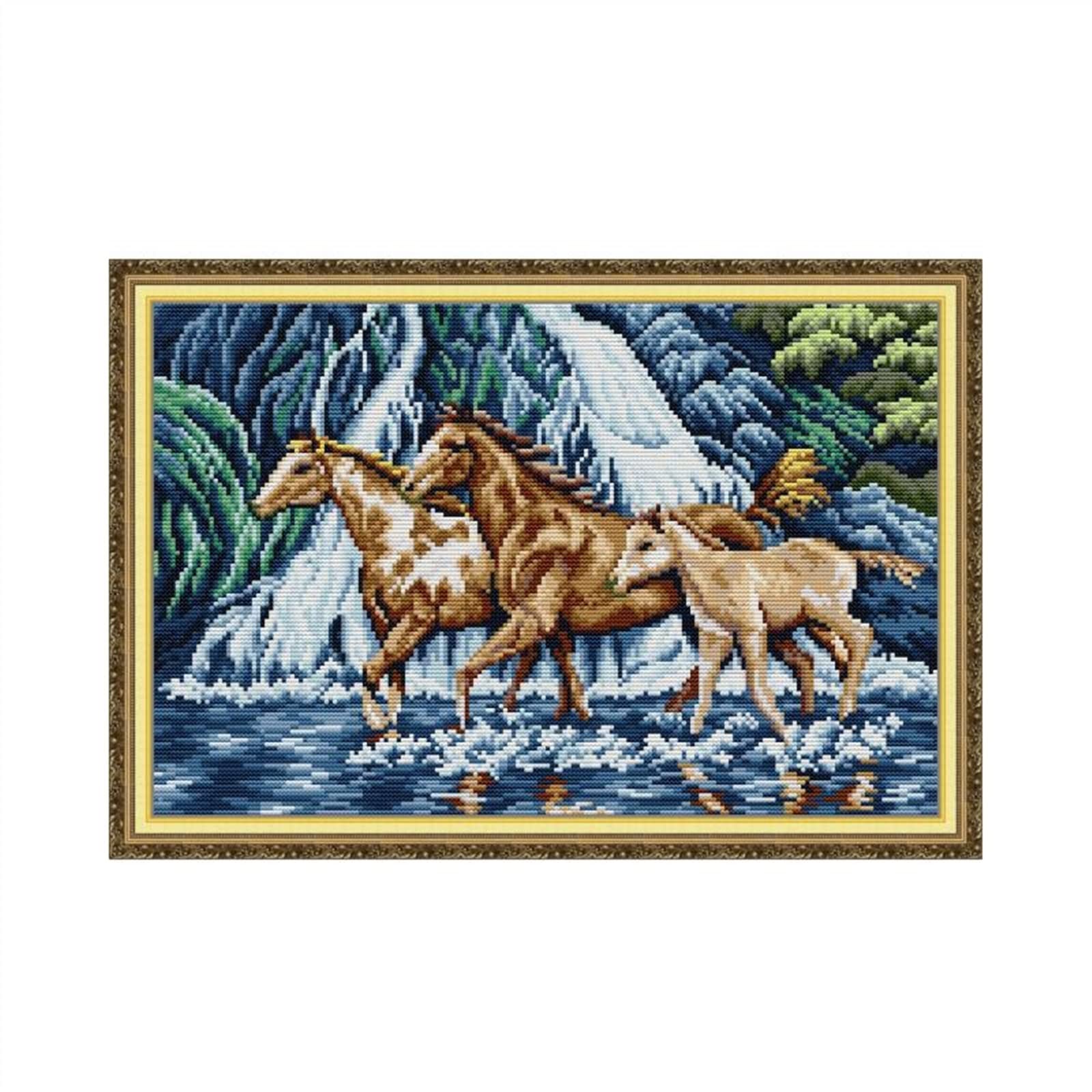 Broderie point de croix cheval kit 11ct pour vos soirées couture maison