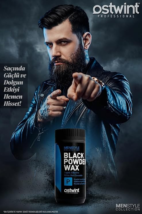Ostwint Professional Siyahlaştırıcı Şekil Verici Topik Etkili Pudra Black Powder Wax – 20 gr Dolgun görünüm, güçlü şekillendirme ve doğal siyah etki tek üründe.