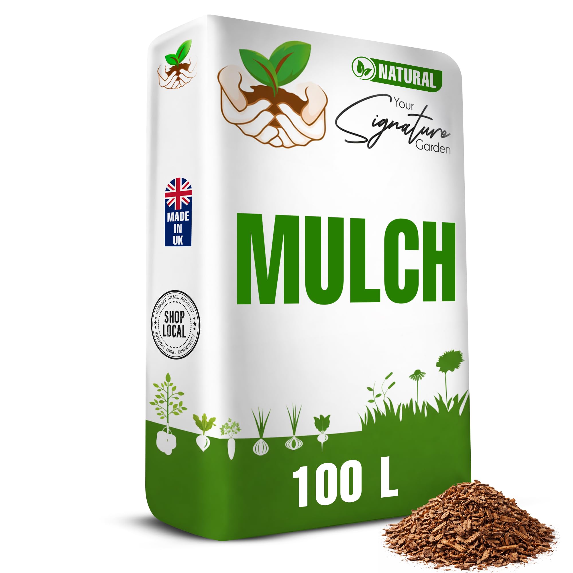 Laeto Organic Compost Mulch 100L, Garden Soil Improver with Composted Bark