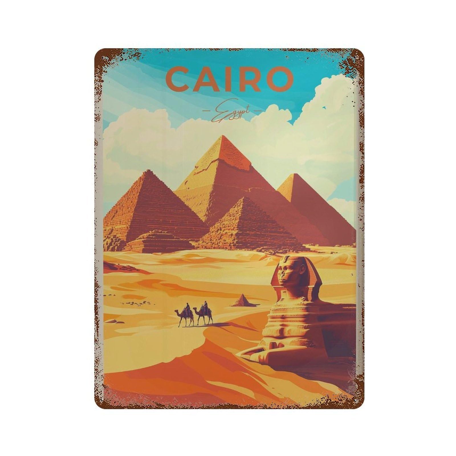 xiaoxiaoshen Cairo Egypt Travel Giza Pyramids Wall Decor Art Metal Tin Poster Modern Home Decor Art Home Bar Shop Decorations Vintage Sign 40x30cm
