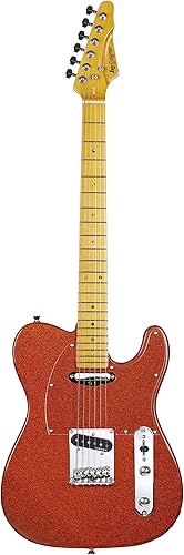 Leo Jaymz ResonanceX Pro - Guitarra eléctrica en color brillante, cuerpo de caoba de alto brillo y cuello de arce duro, golpeador acrílico