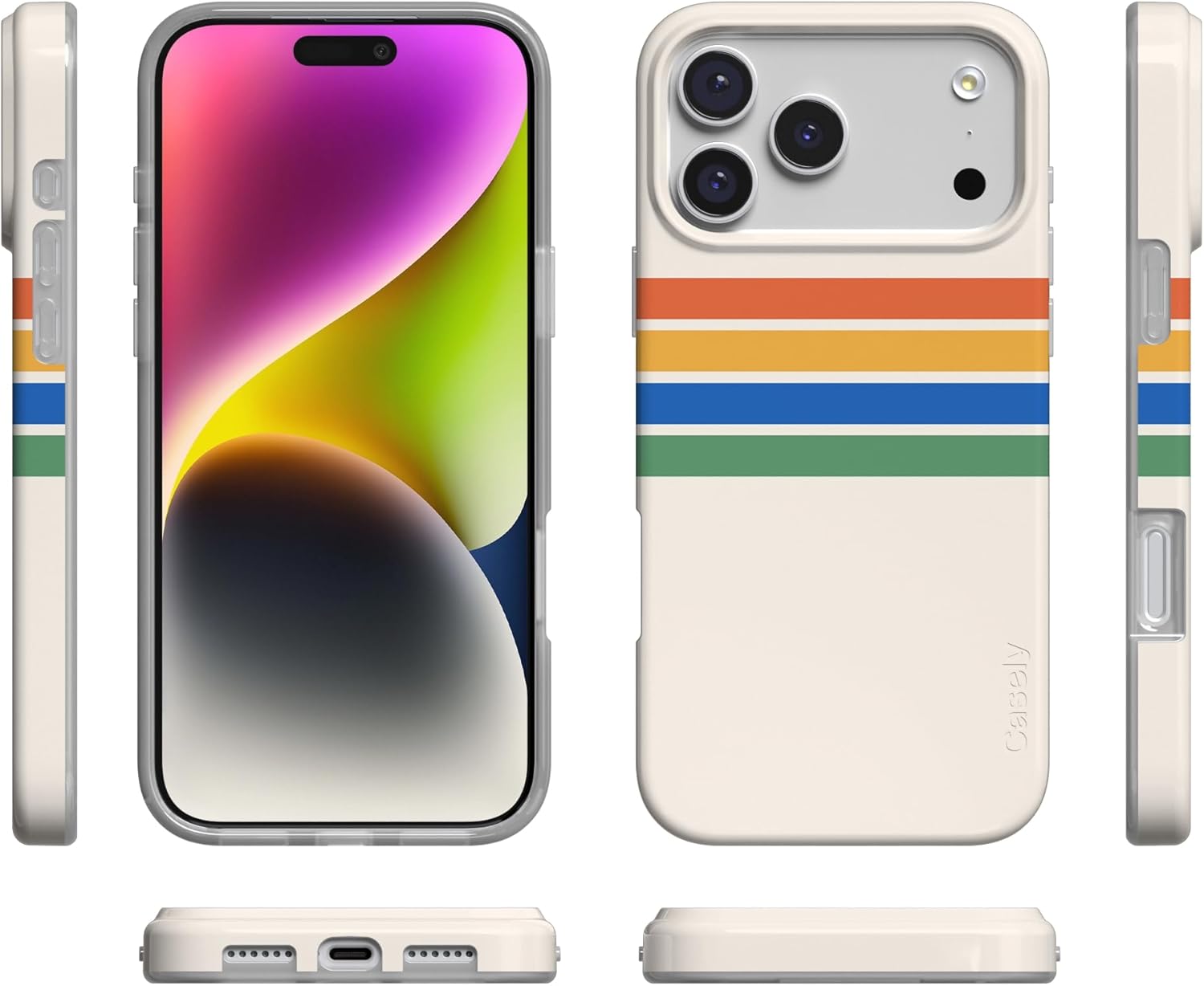 Casely iPhone 17 Pro Case | Totally Groovy | Rainbow Stripes Color Block | Compatible with MagSafe | Classic Ultra Slim Design - Image 6
