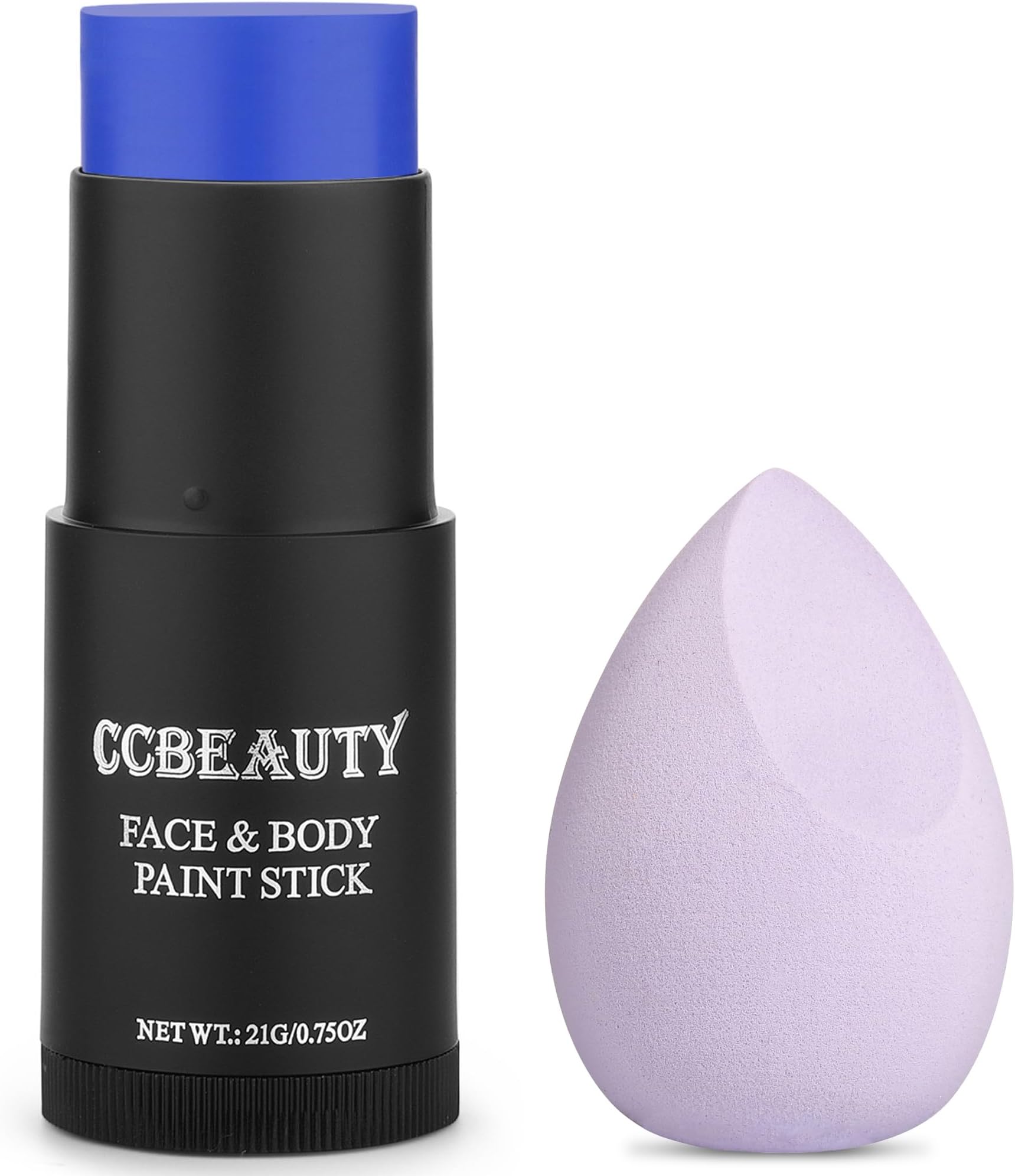 CCbeauty Blue Face Paint Stick,Face Painting Kit,Non Toxic SFX Makeup For Avatar Corpse Bride Halloween Costume Cosplay,Professional Body Paint Kit,Full Coverage Painting Foundation With Makeup Sponge