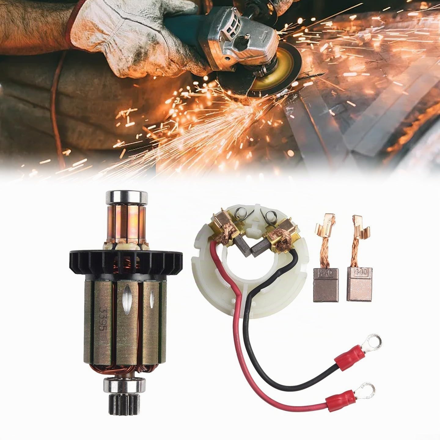 Kit de brosses de charbon pour Makita DHP458 BHP458 DDF458 BDF458, CB440 Porte-brosse à charbon 13 x 10 x 3 mm 4 pièces de qualité supérieure pour outils électriques, kit de réparation de porte-brosse