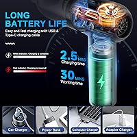 Vista 5 de KMM Aspiradora de Mano para Automóvil, Aspiradora 4 en 1 de 16000Pa con Soplador de Aire, Aspiradora de Alta Potencia de 120W Ajustable de 3 Gris