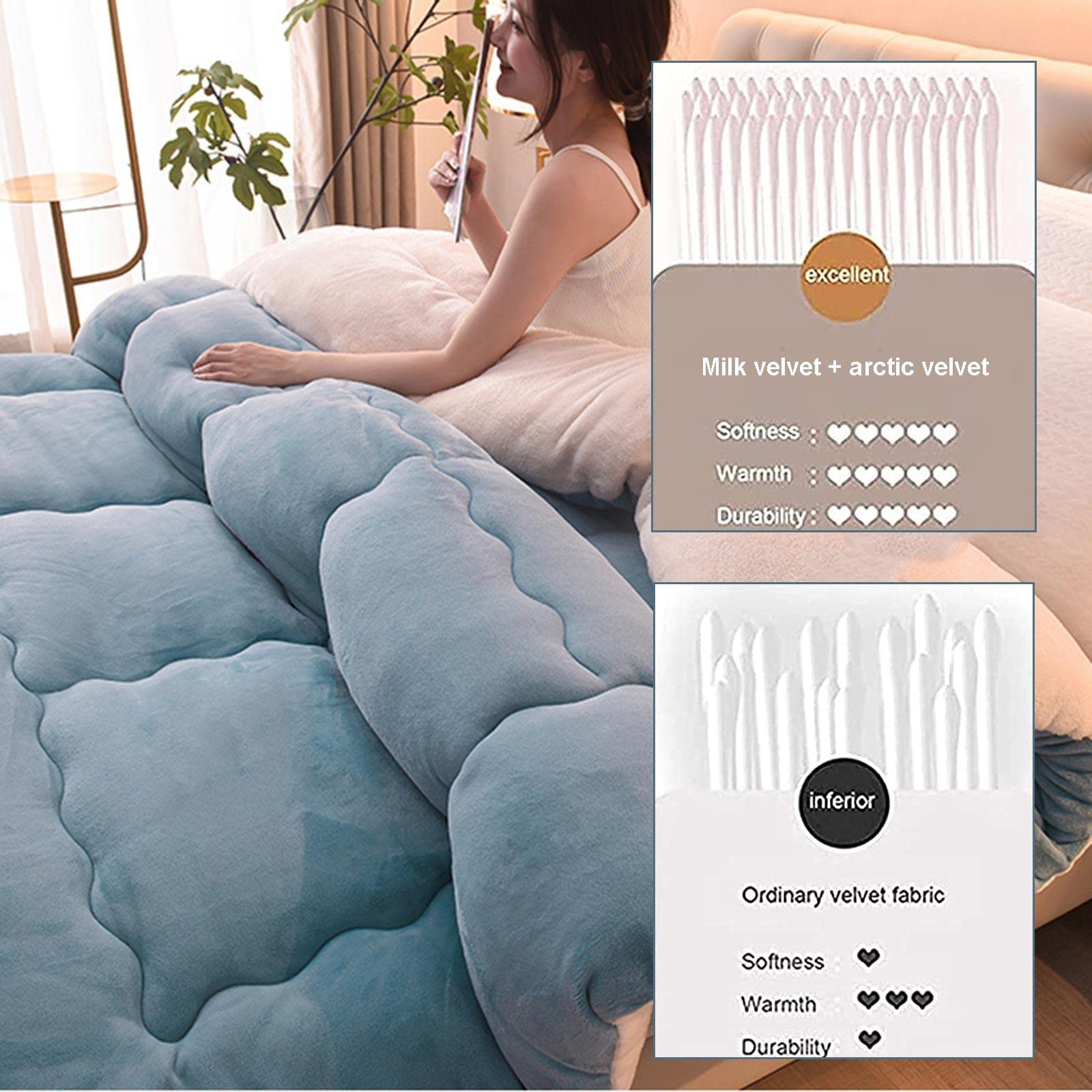 Trapunta invernale ultra morbida in pile di latte, per letto singolo/matrimoniale, soffice e caldo (1,5 x 2 m, 2,5 kg) – perfetto per comfort e stile