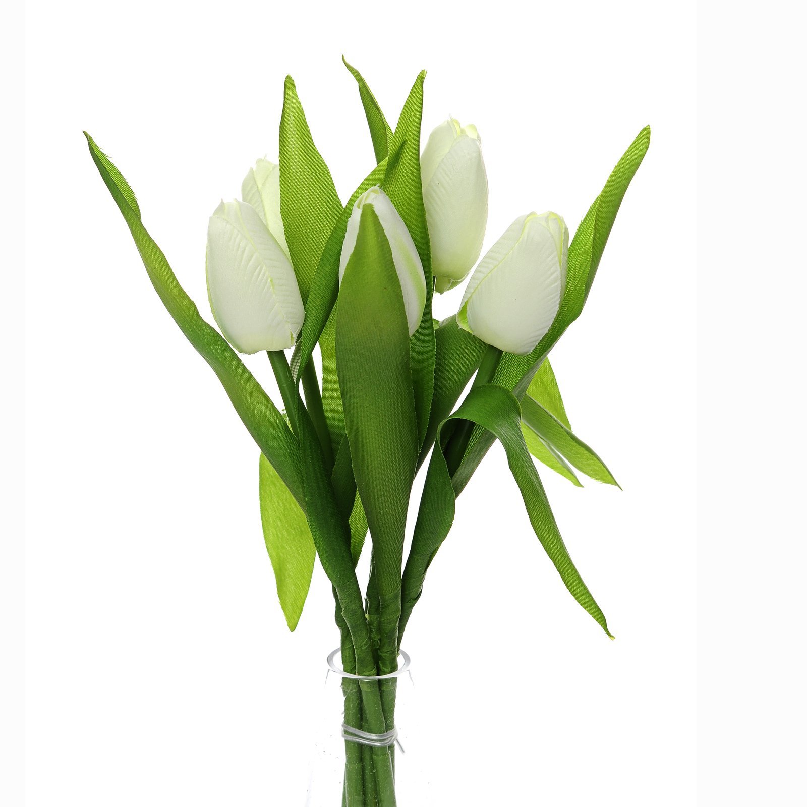 Floristrywarehouse Ivory Artificial Silk Tulips Cream Green 35Cm 6 Stems