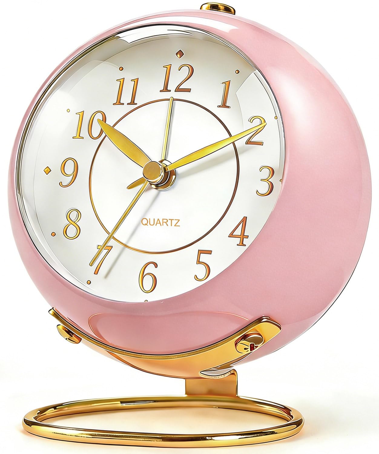 Azxb Analog Alarm Clock, Retro Small Desk Clock with Night Light, Cute Simple Design, Silent Non-Ticking, Battery Powered, Backlight Clock for Bedroom,Travel,Kitchen,Bedside Desktop Decor