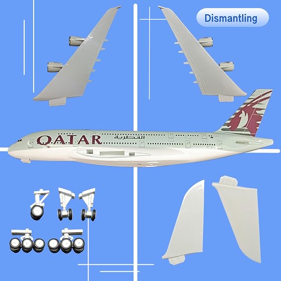 Scale Model Airplane Model Diecast Airplanes Qatar A380 Display Airplane for Office/Home Decor (Resin Plane Model of 30CM)