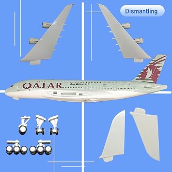 Scale Model Airplane Model Diecast Airplanes Qatar A380 Display Airplane for Office/Home Decor (Resin Plane Model of 30CM)