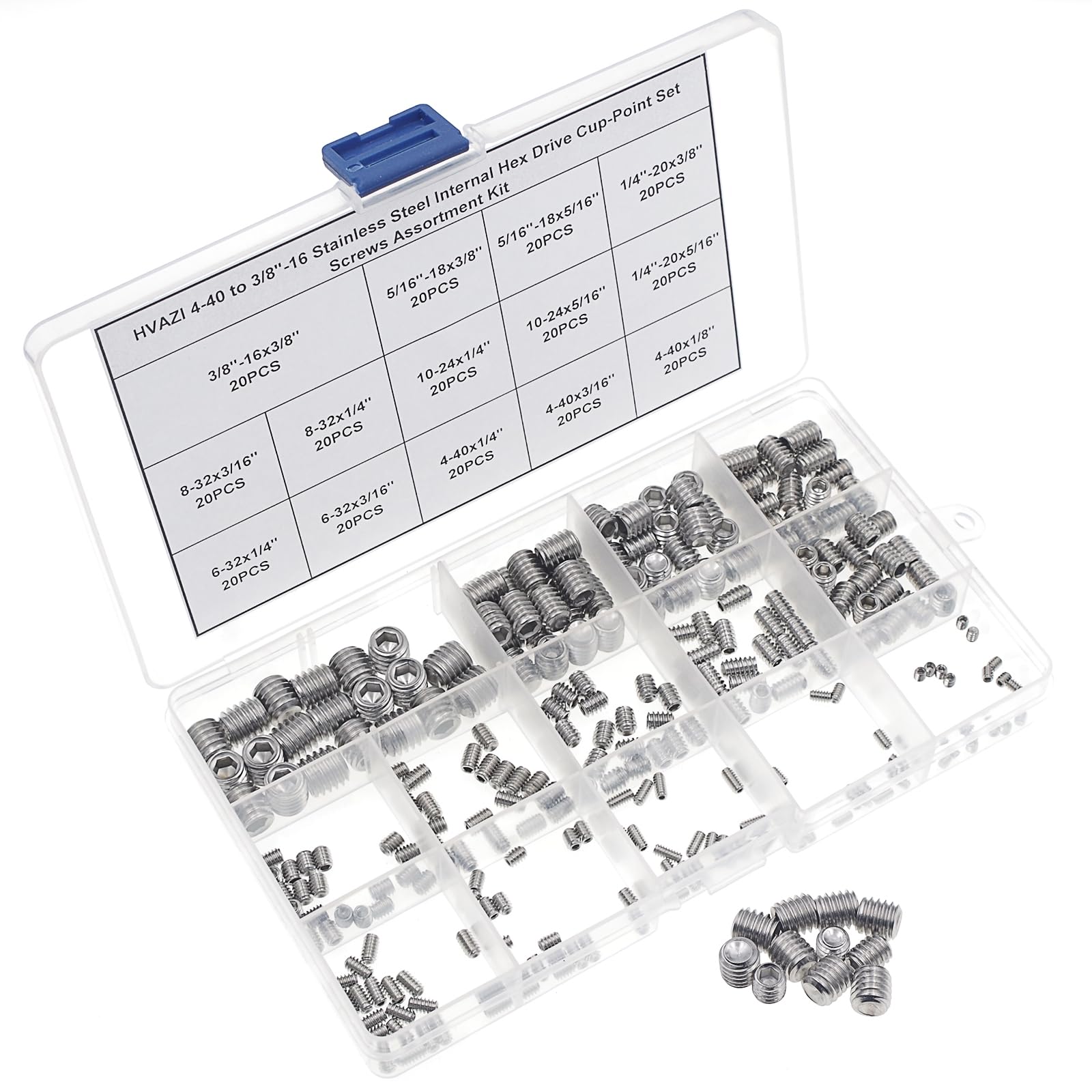 Innensechskant-Schrauben-Sortiment, Edelstahl, 4-40 bis 3/8-Zoll-16