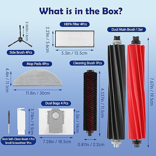 Miniatura 8 de S8 Pro Ultra Kit de accesorios para aspiradora Roborock S8 Pro Ultra, 1 juego de cepillo principal, 1 cepillo rodante, 4 filtros HEPA, 4 cepillos