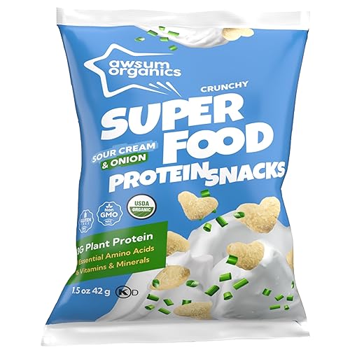 Awsum Organics SUPERFOOD Snacks de proteínas Bocadillo saludable y crujiente Soplos de proteínas a base de plantas USDA Orgánico Kosher Sin OMG
