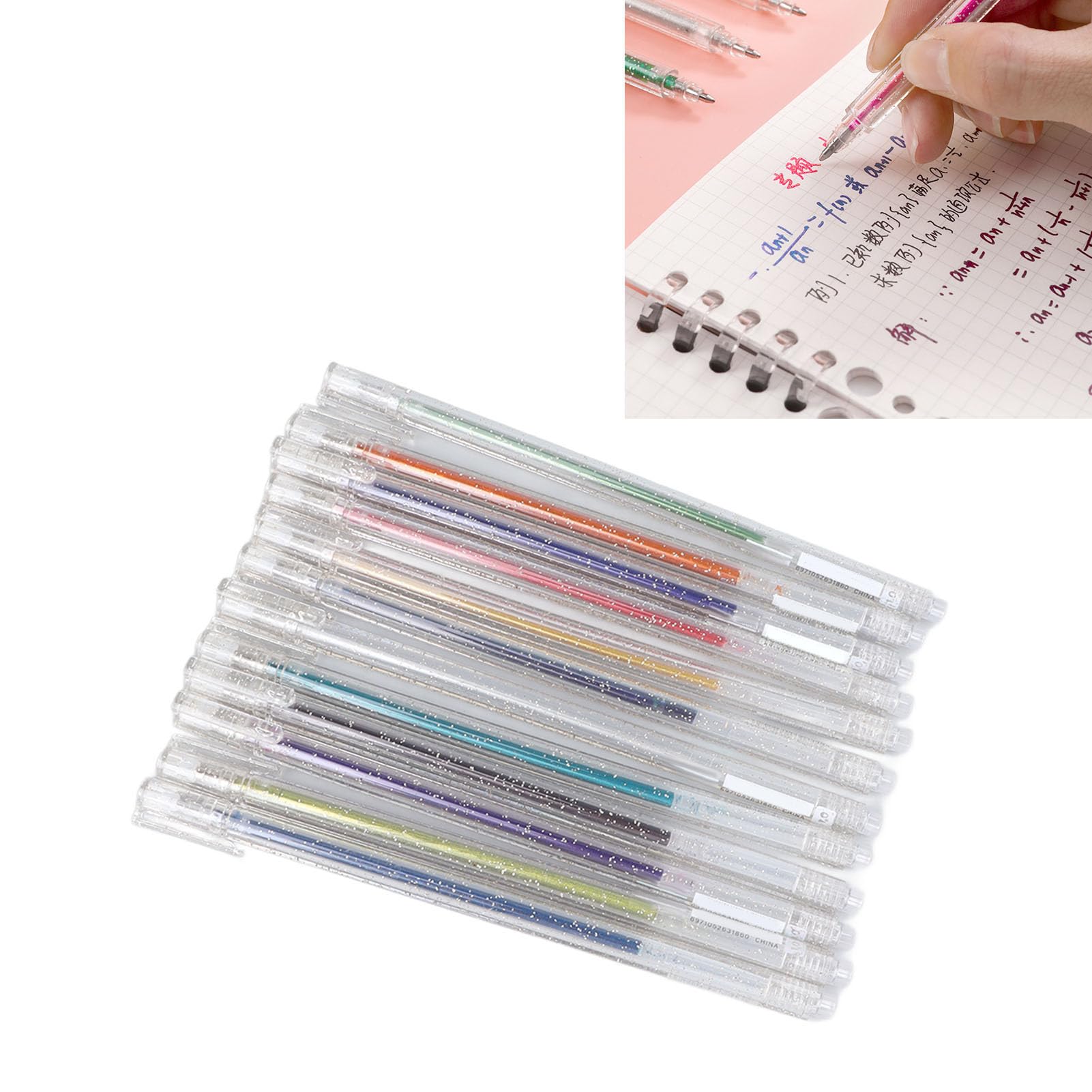 Mutsatz Set van 48 gelpennen, inclusief glitter, metallic pastel, 4 soorten om te tekenen, voor volwassenen en kleurboeken