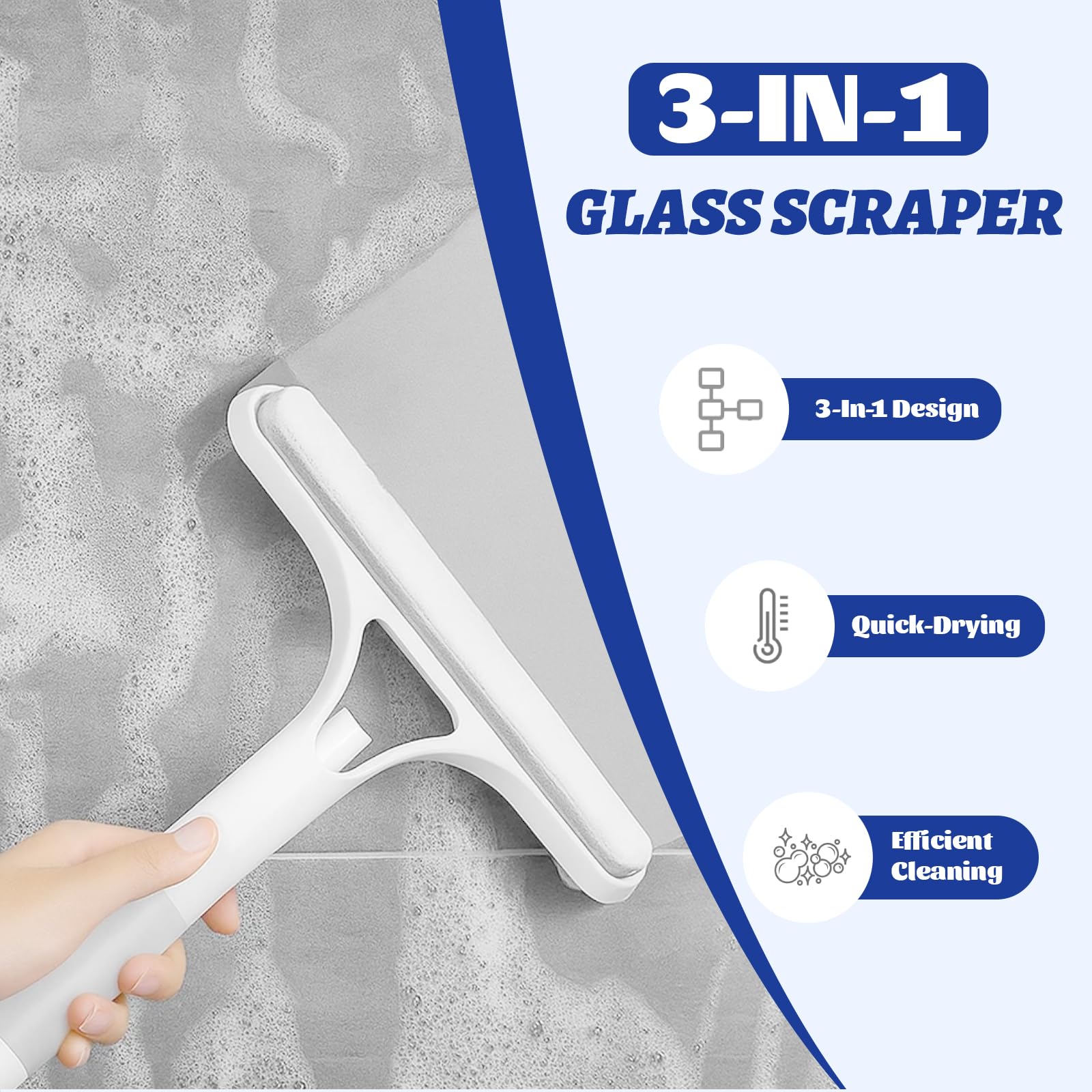 Duschabzieher, 3 in 1 pulitore per finestre con Spray, tergivetro e Scrubber, raschiatore per Pavimenti e Doccia, pulitore per vetri e Piastrelle