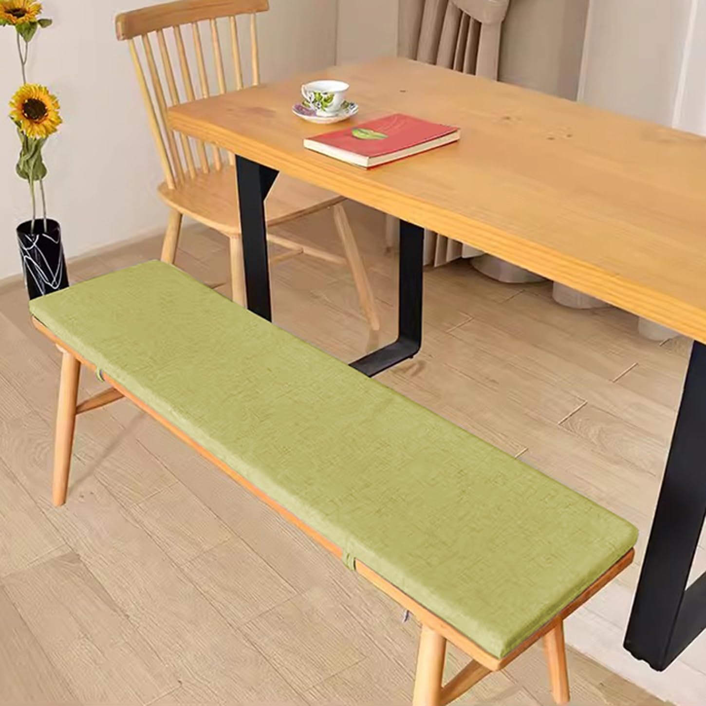 Coussin banc de jardin rembourré pour corriger une assise rigide 150x40cm vert