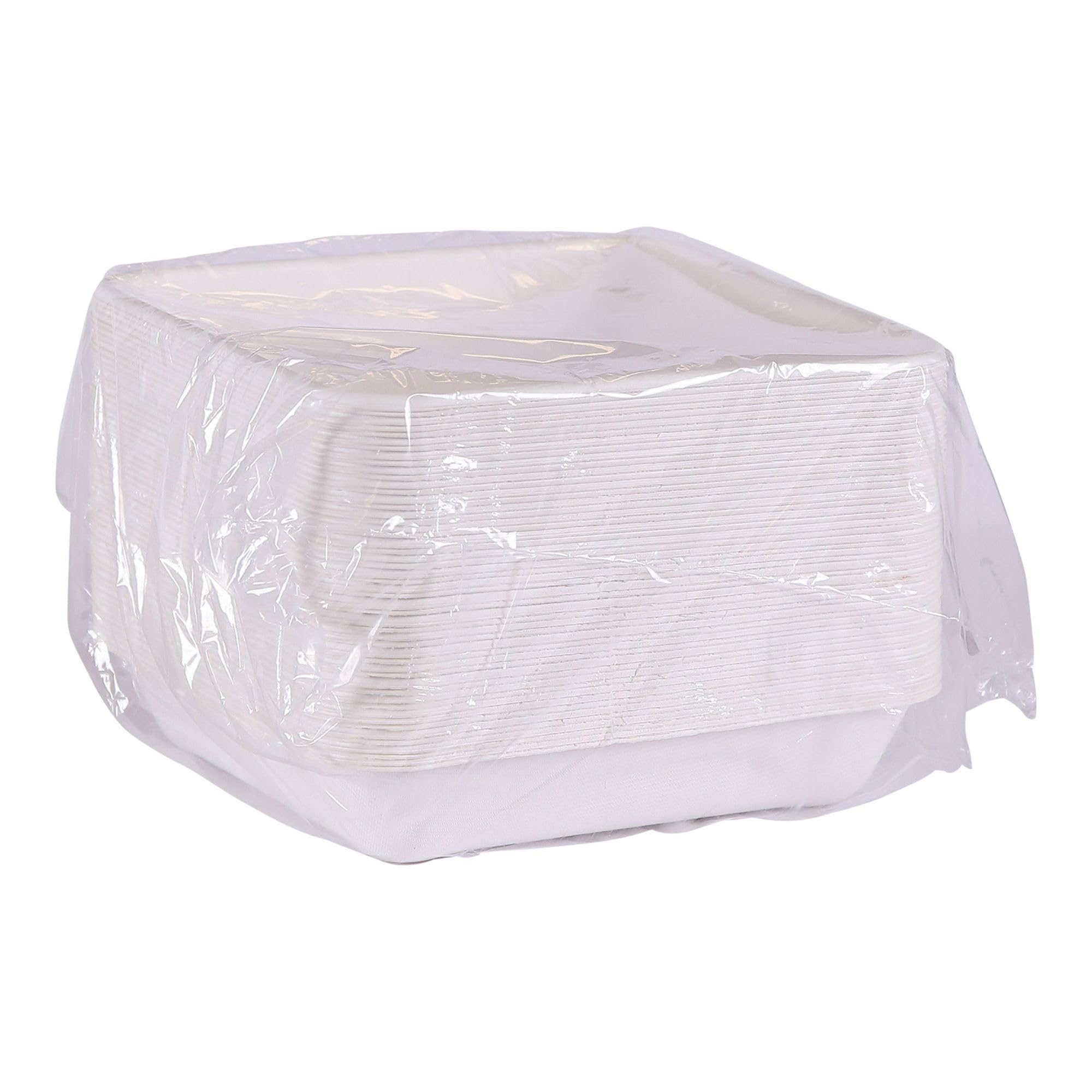 Eco-Products Vanguard WorldView - Contenedores compostables de comida para llevar de caña de azúcar, sin PFAS añadidos, 9 x 9 pulgadas, blanco, caja de 200