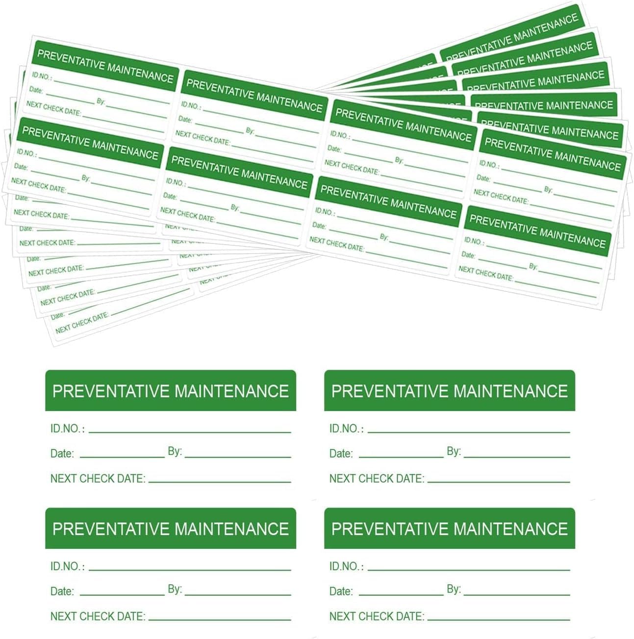 Self-Laminating Preventative Maintenance Stickers 1 x 2 Inch Waterproof Inspection Safety Label by/Date/Next Labels with Clear Flap 180 Pcs