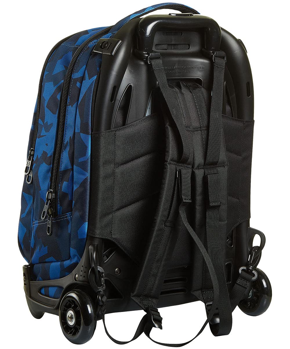 Invicta Trolley Scuola Tech, Blu, Camo Squared, 3 in 1, Triplo Uso, Zaino con Carrello Sganciabile e Crossover System, Zaini e Trolley, Viaggio